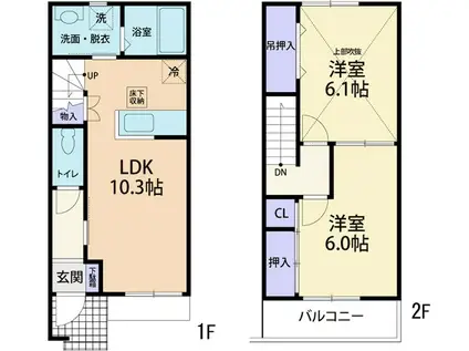 ホット ユー ハウス(2LDK/1階)の間取り写真