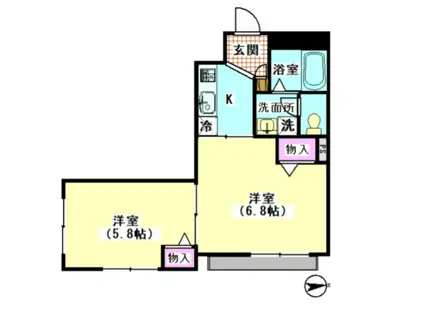 リヴァーフォレスト(2K/1階)の間取り写真