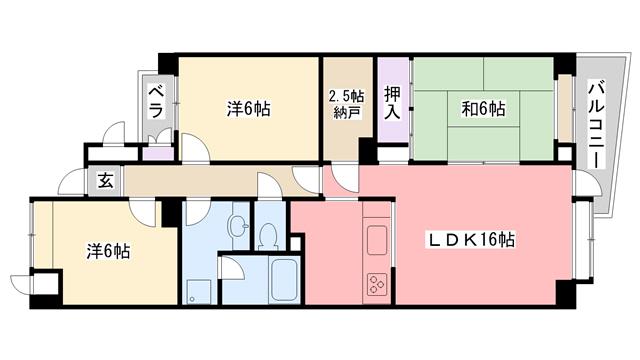 ドルチェ甲子園(3SLDK/5階)の間取り写真
