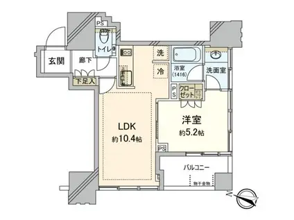 プラウド本郷弓町(1LDK/2階)の間取り写真