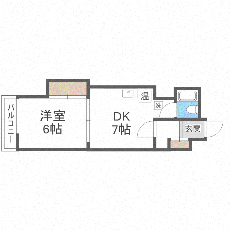 ビッグパレス白石(1DK/6階)の間取り写真