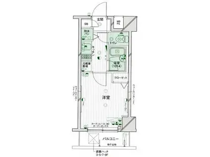 パークウェル早稲田弐番館(1K/6階)の間取り写真