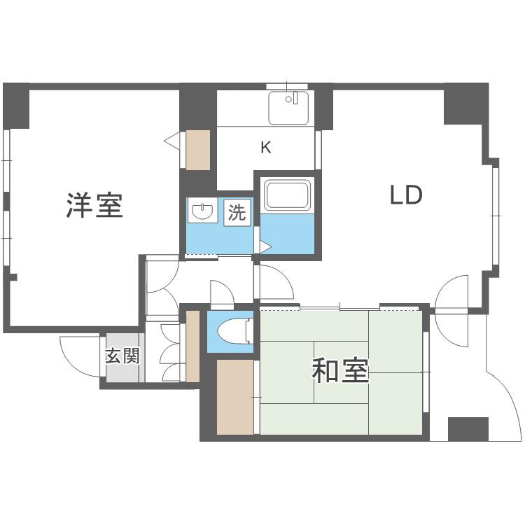 セザール元町(2LDK/7階)の間取り写真
