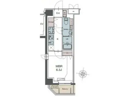 LUXENA勝田台(1K/2階)の間取り写真