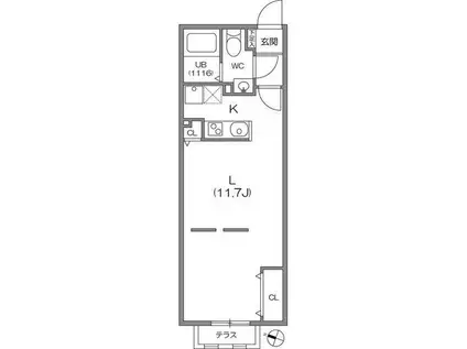 ゼスティ駒沢大学2(1DK/2階)の間取り写真