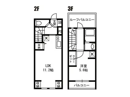 ソルフィー金町(1LDK/2階)の間取り写真