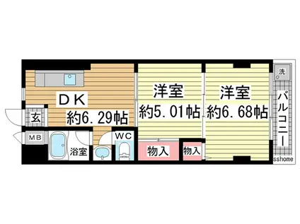 森川グリーンハイツ(2DK/2階)の間取り写真