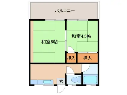 リーベル(2DK/2階)の間取り写真