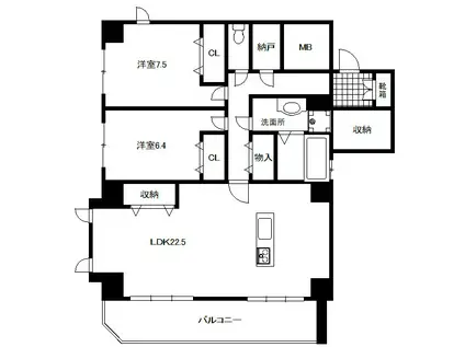 ランディングモジュール(2LDK/6階)の間取り写真