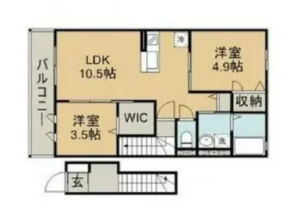 エスポワールハイム(2LDK/2階)の間取り写真