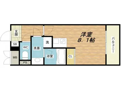 アスヴェル心斎橋東II(1K/4階)の間取り写真