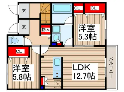 ふじみ野東MAISON(2LDK/1階)の間取り写真
