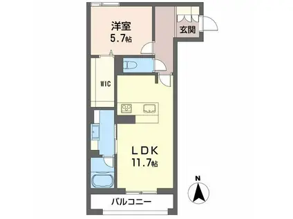 ラピス連坊(1LDK/1階)の間取り写真