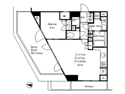 MFPRコート目黒南旧コスモグラシア目黒(1LDK/7階)の間取り写真