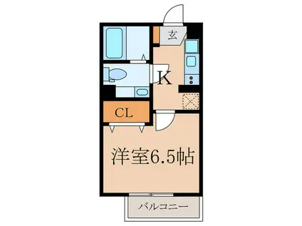 チューダープレイス(1K/2階)の間取り写真