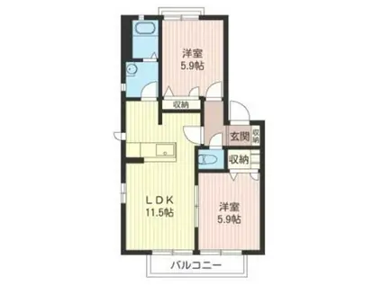 グランシードのぐち(2LDK/1階)の間取り写真