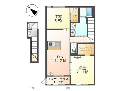 忠岡町忠岡東アパート(2LDK/1階)の間取り写真