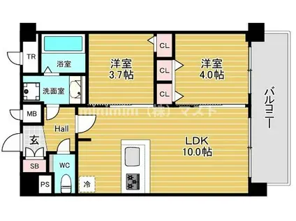 アドバンス大阪クラージュ(2LDK/8階)の間取り写真