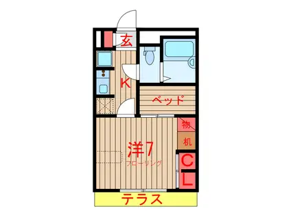 ベトーアットホーム(1K/1階)の間取り写真