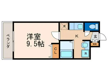 PEACEFUL朱雀(1K/4階)の間取り写真