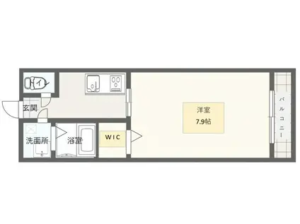 ソリテール月出(1K/3階)の間取り写真