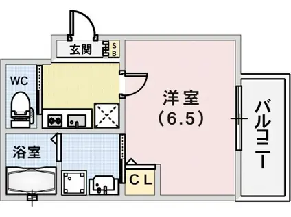 ワコーレヴィータ神戸中山手(1K/2階)の間取り写真
