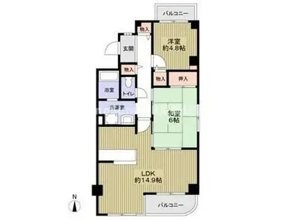 シャトー武庫之荘(2LDK/2階)の間取り写真