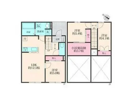 グランシア(3LDK/1階)の間取り写真