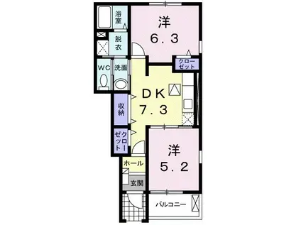 リトル・ノアA(2DK/1階)の間取り写真