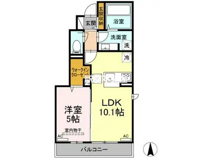 アテリア弐番館(1LDK/1階)の間取り写真