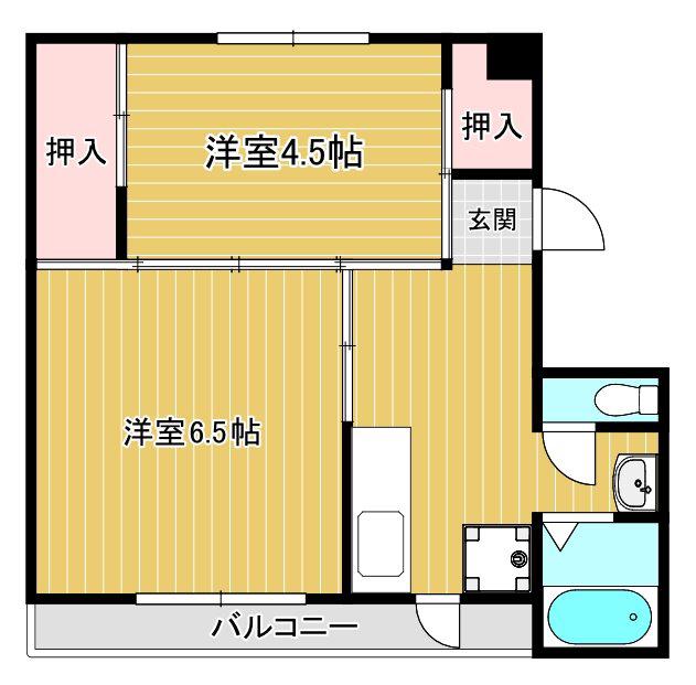 ヴィラナリー豊岡2号棟(2K/5階)の間取り写真