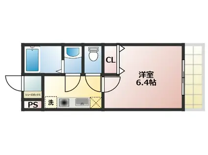 三春町アパート(1K/1階)の間取り写真