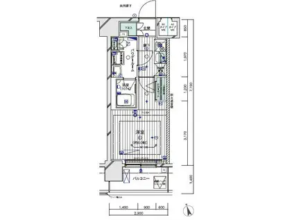 メインステージ川崎クロシアI(1K/8階)の間取り写真