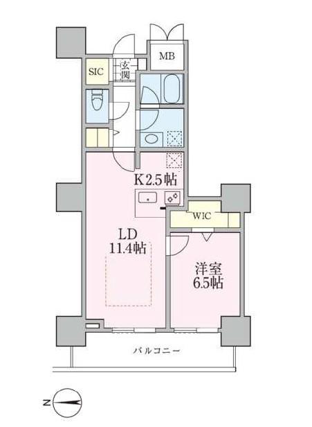 ロイヤルパークスタワー南千住(1LDK/4階)の間取り写真