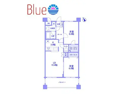 サンハイム鶴見(2LDK/6階)の間取り写真