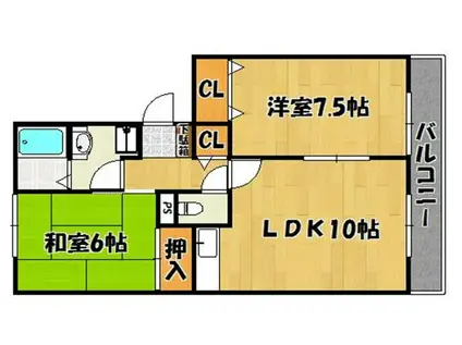 グランメゾン三木(2LDK/1階)の間取り写真