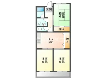 リプルイワツキ(3DK/2階)の間取り写真