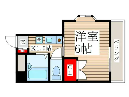 ラトン22(1K/2階)の間取り写真