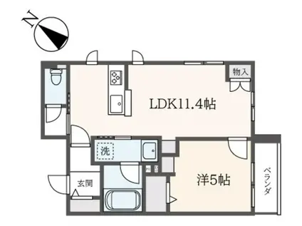 ヴィラサギノミヤ(1LDK/2階)の間取り写真