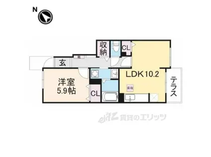 グリーン琥珀Ⅱ(1LDK/1階)の間取り写真