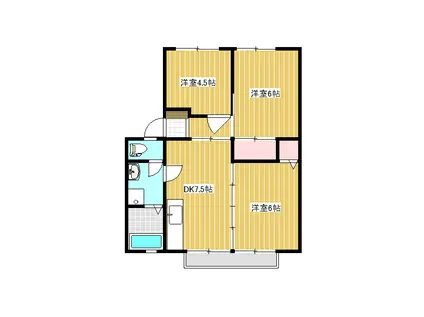 アールヒルズA(3DK/2階)の間取り写真