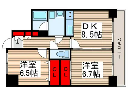 INSURANCE BLDG.XIX(2DK/10階)の間取り写真