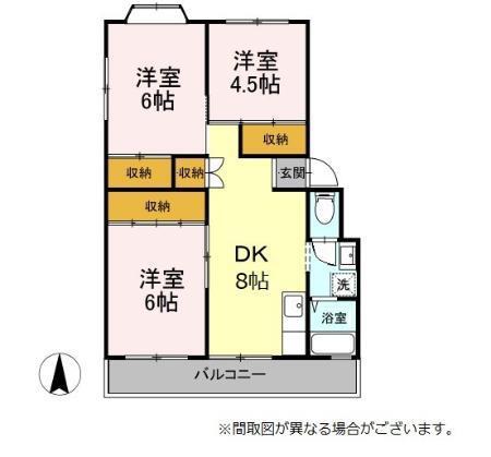 鴨下コーポラス(3DK/3階)の間取り写真