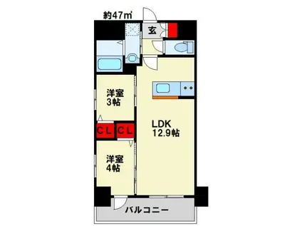 プレジデンスざ京(2LDK/8階)の間取り写真