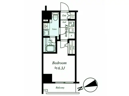 プレミアムキューブ品川戸越シャープMO(1K/8階)の間取り写真