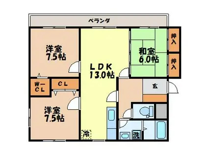 三愛ビル8(3LDK/2階)の間取り写真