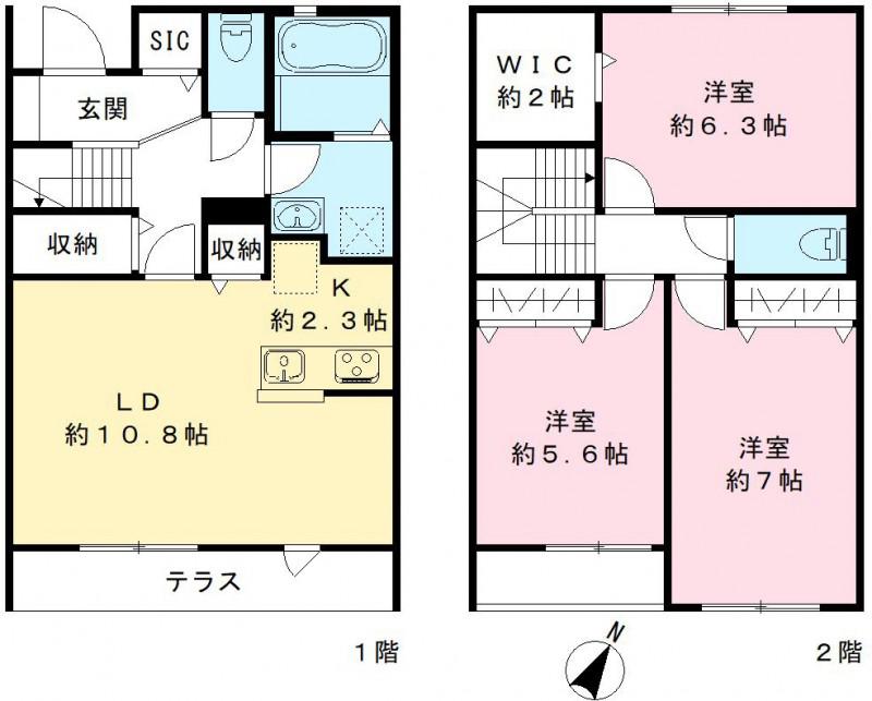 THE PARK.A・B棟(3LDK/2階)の間取り写真