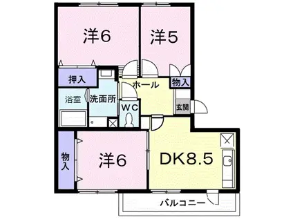 ニューキャッスル宮本(3DK/2階)の間取り写真