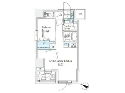 アーバンブリーズ恵比寿(1LDK/12階)の間取り写真