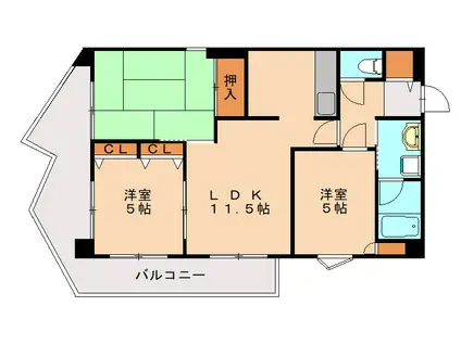 エレガンスコトブキ(3LDK/2階)の間取り写真